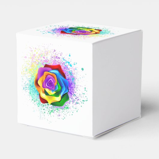 Kleurrijke Regenboog Roos Bedankdoosjes (Achterkant)