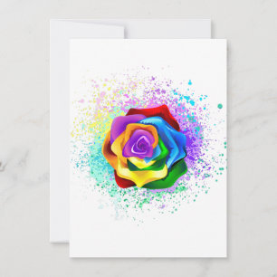 Kleurrijke Regenboog Roos Bedankkaart