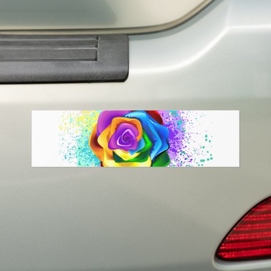 Kleurrijke Regenboog Roos Bumpersticker (Op auto)