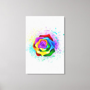 Kleurrijke Regenboog Roos Canvas Afdruk