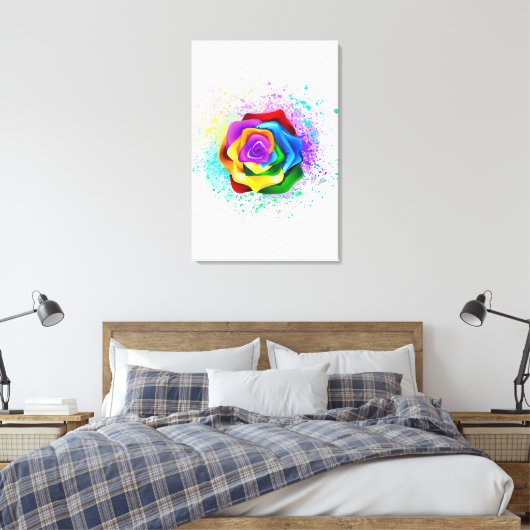 Kleurrijke Regenboog Roos Canvas Afdruk (Insitu (Slaapkamer))