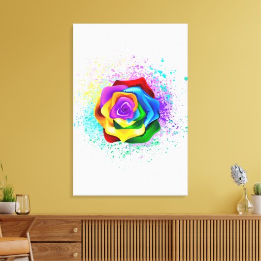 Kleurrijke Regenboog Roos Canvas Afdruk (Insitu (Woonkamer))