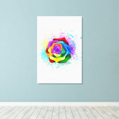Kleurrijke Regenboog Roos Canvas Afdruk (Insitu (Houten vloer))