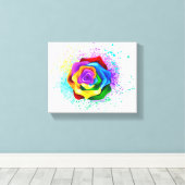 Kleurrijke Regenboog Roos Canvas Afdruk (Insitu (Houten vloer))