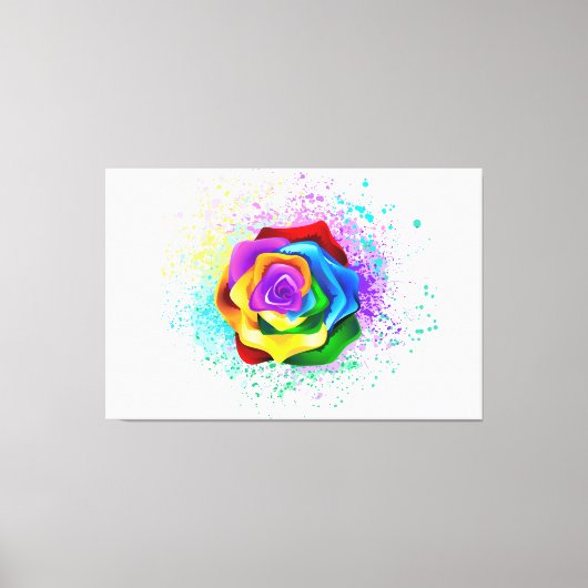 Kleurrijke Regenboog Roos Canvas Afdruk (Voorkant)