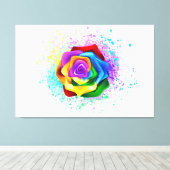 Kleurrijke Regenboog Roos Canvas Afdruk (Insitu (Houten vloer))