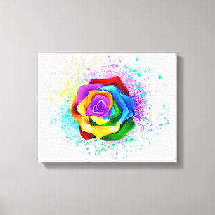 Kleurrijke Regenboog Roos Canvas Afdruk