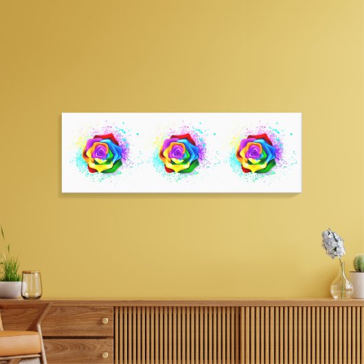 Kleurrijke Regenboog Roos Canvas Afdruk (Insitu (Woonkamer))