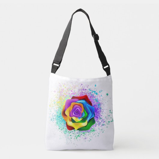 Kleurrijke Regenboog Roos Crossbody Tas (Voorkant)