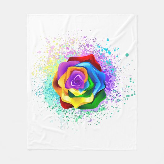Kleurrijke Regenboog Roos Fleece Deken (Voorkant)