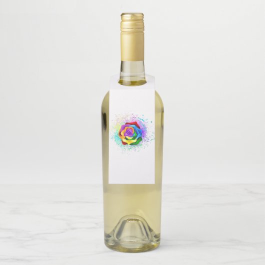 Kleurrijke Regenboog Roos Flessenhanger (Op fles)
