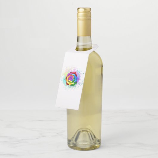 Kleurrijke Regenboog Roos Flessenhanger (Schuin)