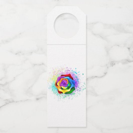 Kleurrijke Regenboog Roos Flessenhanger (Achterkant)