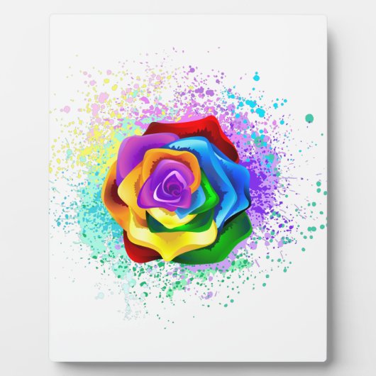 Kleurrijke Regenboog Roos Fotoplaat (Voorkant)