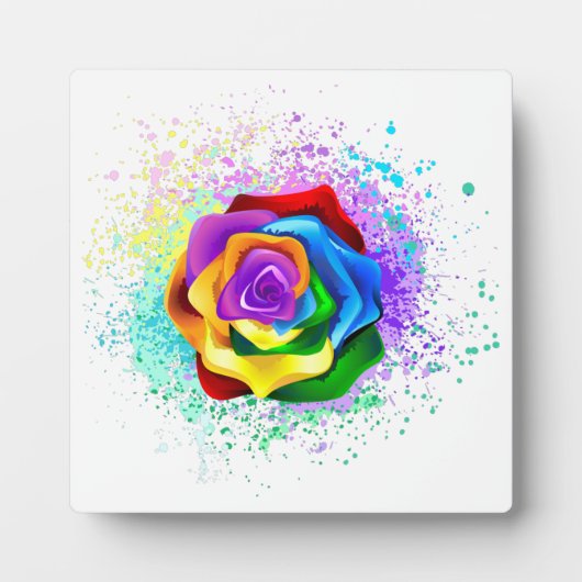 Kleurrijke Regenboog Roos Fotoplaat (Voorkant)