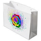 Kleurrijke Regenboog Roos Groot Cadeauzakje (Achterkant Gekanteld)