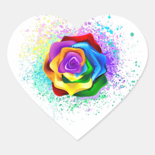 Kleurrijke Regenboog Roos Hart Sticker