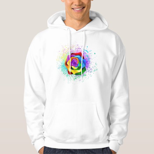 Kleurrijke Regenboog Roos Hoodie (Voorkant)