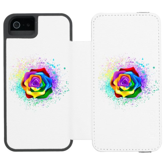 Kleurrijke Regenboog Roos Incipio iPhone Portemonnee Hoesje (Agenda Open)
