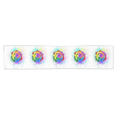 Kleurrijke Regenboog Roos Korte Tafelloper (Horizontaal)