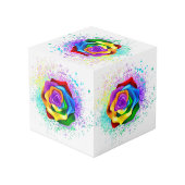 Kleurrijke Regenboog Roos Kubus (Achter hoekig)