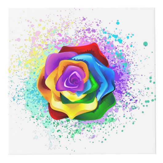 Kleurrijke Regenboog Roos Kubus (Voorkant)