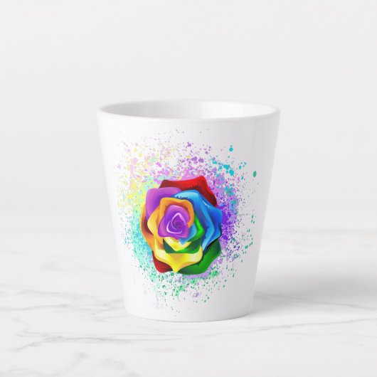 Kleurrijke Regenboog Roos Latte Mok (Voorkant)