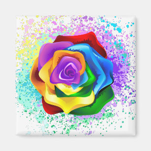 Kleurrijke Regenboog Roos Magneet