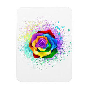 Kleurrijke Regenboog Roos Magneet