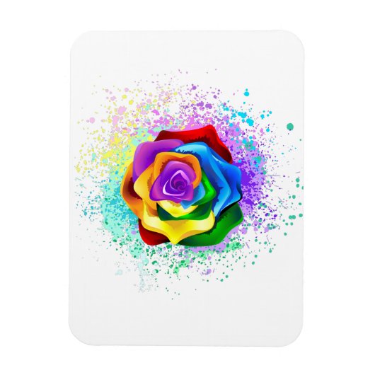 Kleurrijke Regenboog Roos Magneet (Verticaal)