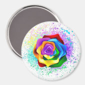 Kleurrijke Regenboog Roos Magneet (Voorkant / Achterkant)