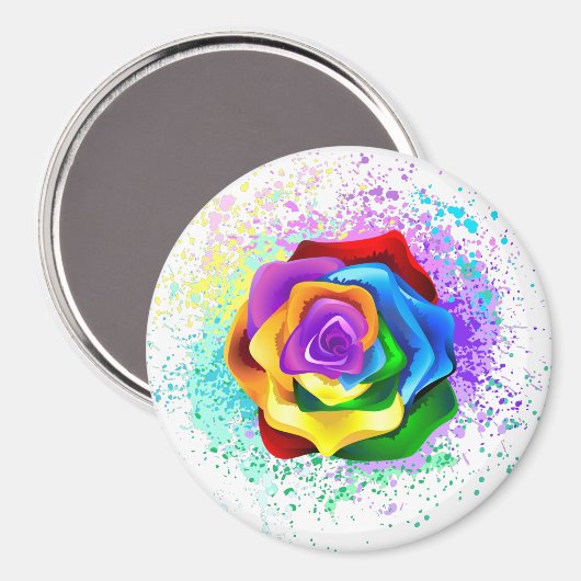 Kleurrijke Regenboog Roos Magneet (Voorkant / Achterkant)