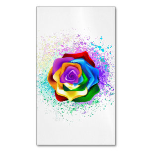 Kleurrijke Regenboog Roos Magnetisch Visitekaartje