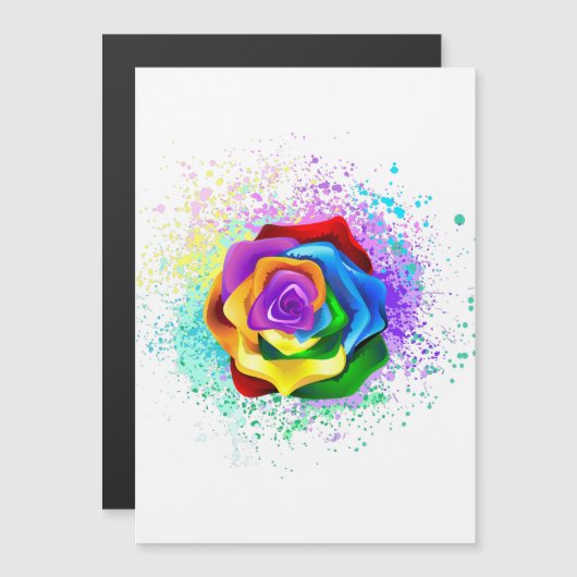 Kleurrijke Regenboog Roos Magnetische Uitnodiging (Voorkant / Achterkant)