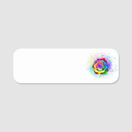 Kleurrijke Regenboog Roos Naamplaatje (Voorkant)