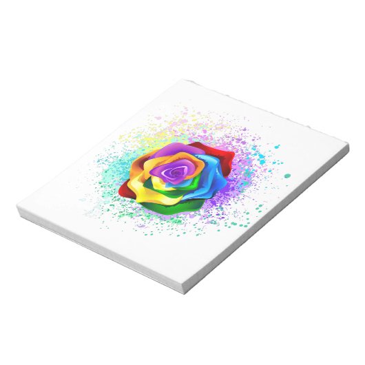 Kleurrijke Regenboog Roos Notitieblok (Linkerzijde)