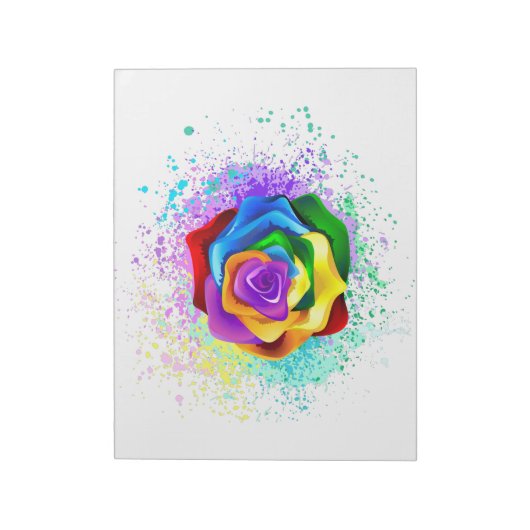 Kleurrijke Regenboog Roos Notitieblok (Linkerzijde)