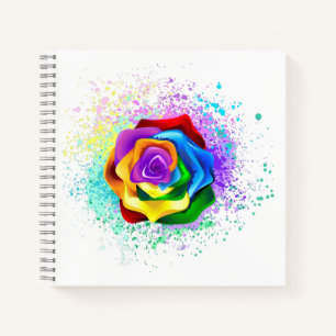 Kleurrijke Regenboog Roos Notitieboek