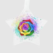 Kleurrijke Regenboog Roos Ornament (achterkant)