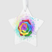 Kleurrijke Regenboog Roos Ornament (voorkant)
