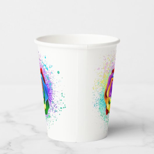 Kleurrijke Regenboog Roos Papieren Bekers (Rechts)