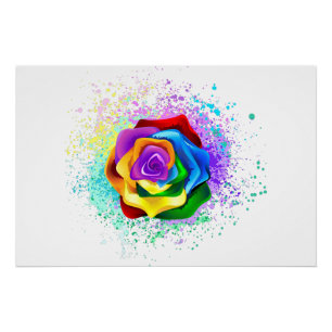 Kleurrijke Regenboog Roos Perfect Poster