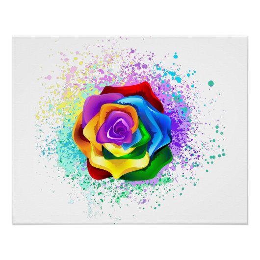 Kleurrijke Regenboog Roos Perfect Poster (Voorkant)