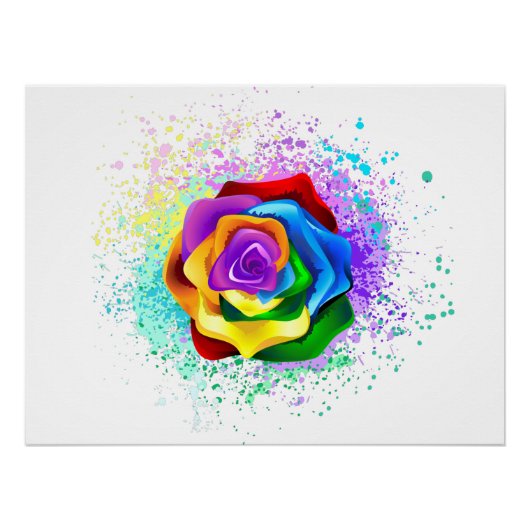 Kleurrijke Regenboog Roos Perfect Poster (Voorkant)