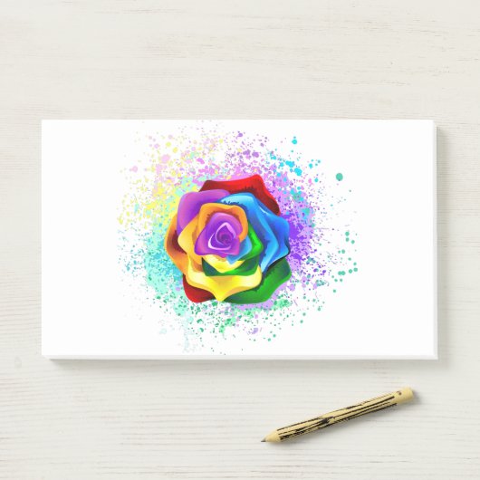 Kleurrijke Regenboog Roos Post-it® Notes (Op bureau)