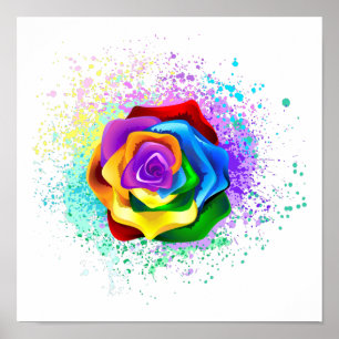 Kleurrijke Regenboog Roos Poster