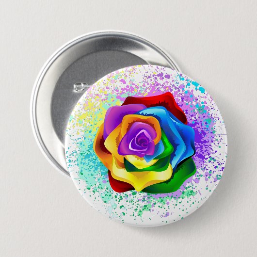 Kleurrijke Regenboog Roos Ronde Button 7,6 Cm (Voorkant /achterkant)