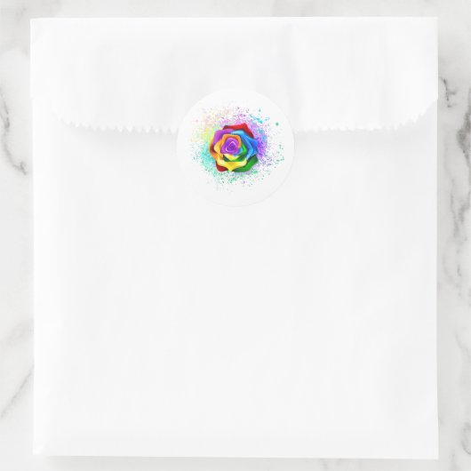 Kleurrijke Regenboog Roos Ronde Sticker (Tas)