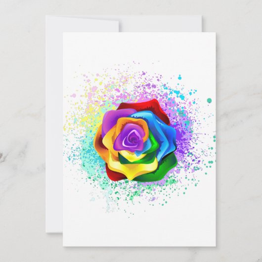 Kleurrijke Regenboog Roos Save The Date (Voorkant)