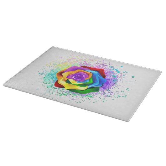 Kleurrijke Regenboog Roos Snijplank (Hoek)